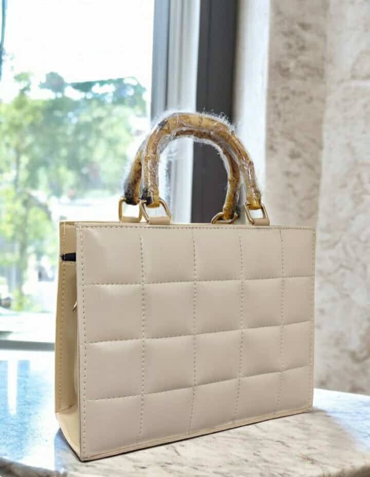 Ivory Luxe Quilted Tote